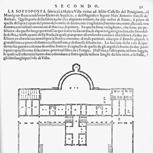Plan and elevation of Villa Barbaro, Maser, illustration from a facsimile copy of
