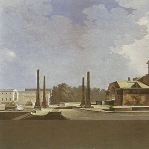 Plan for a monument to Frederick II of Prussia, Berlin, 1797 (colour litho)