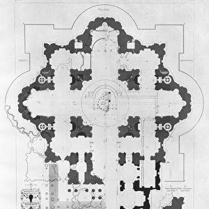 Plan of St. Peters Basilica (litho) (b / w photo)