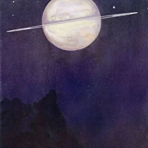 The Planet Saturn (colour litho)