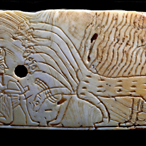 Plaque depicting Ninurta battling with a monster, c. 1450 BC (ivory)