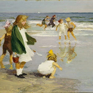 Play in the Surf (oil on panel)