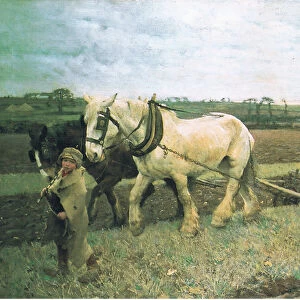 Ploughing (colour litho)