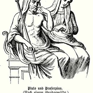 Pluto, ruler of the Underworld in Roman mythology, and his wife Proserpina (engraving)