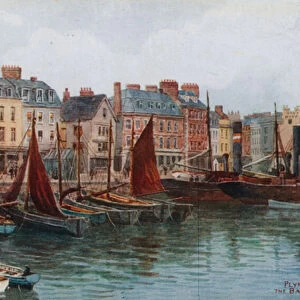 Plymouth, The Barbican (colour litho)
