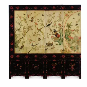 A Polychrome-lacquer eight-panel screen Print