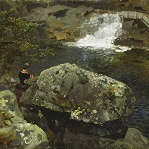By the Mill Pond, 1850 (oil on paper mounted on board)