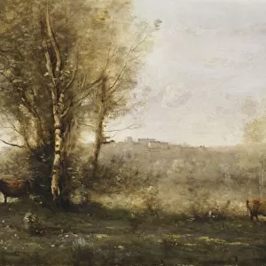 The Pond with Three Cows (Memory of Ville d Avray), c. 1855-60 (oil on canvas)