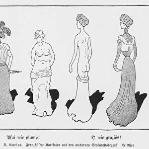 Pooh, How Plump! Oh, How Graceful!, French cartoon from Le Rire on the modern concept of beauty (litho)