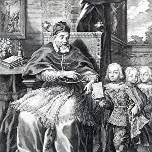 Pope Urban VIII with his nephews, engraved by Johann Friedrich Greuter (engraving)