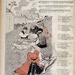 Popular song "on the fortices"by Victor Meusy - drawing by