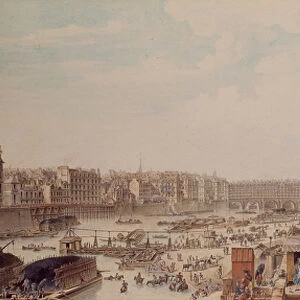 The Port au Ble and the Pont Notre-Dame, 1782 (w / c on paper)