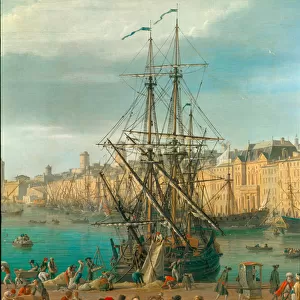 The port of Marseille in the 18th century Detail representing the unloading of goods