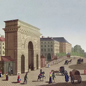 The Porte Saint Martin, c. 1815-20 (colour engraving)