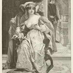 Portia and the caskets (engraving)