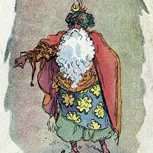 Portrait of Aladin Age Became Sultan (Old Aladdin Became Sultan) Illustration by Albert Robida (1848-1926) for the tale "Aladin and the wonderful lamp" in "The Book of One Thousand One Nights or" The Arabian Nights"