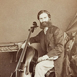 Portrait of Alfredo Piatti, 1860s (b/w photo)