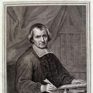 Portrait of Antoine Arnauld dit le Grand Arnauld (1612-1694), French priest, theologian, philosopher and mathematician, member of the Jansenists, at his working table