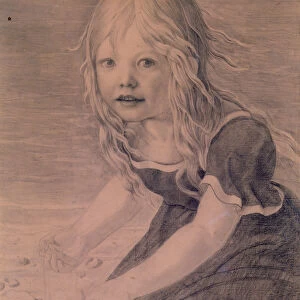 Portrait of the artists daughter, Marie, at the coast (pencil on paper)