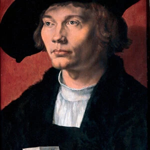 Portrait de Bernhard von Reesen, collectionneur d art ne en 1490 - Portrait of Bernhard von Reesen - Painting by Albrecht Durer (1471-1528) Oil on wood 1521 (45, 5x31, 5cm) - State Art Gallery, Dresden