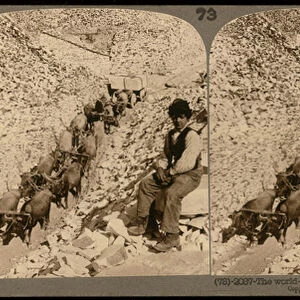 Portrait of a boy in the famous marble quarries in Carrara; Stereoscopic photograph (b / w photo)