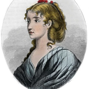 Portrait of Cecile Aimee Renault (1774-1794), French Revolutionary - Engraving from 1863