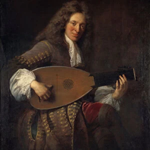 Portrait of Charles Mouton (1626-1710) luthist Painting by Francois de Troy (1645-1730