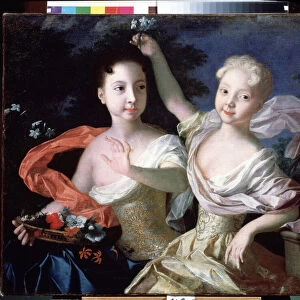 "Portrait des grandes duchesses Anna petrovna (1708-1728) et Elisabeth Petrovna (1709-1761) (qui sera imperatrice de Russie sous le nom d Elisabeth Iere)