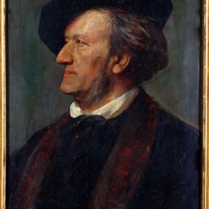 "Portrait du compositeur Richard Wagner"(Portrait of the composer Richard Wagner (1813-1883)) Peinture de Franz von Lenbach (1836-1904) - 1871 - Oil on wood - Richard Wagner Museum, Bayreuth