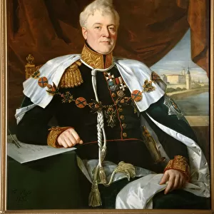 Portrait du prince Dimitri Vladimirovitch Galitzine (Golitsyne) (1771-1844) avec le collier de l Ordre de Saint Andre (Saint-Andre) - Peinture de Francois Nicolas Riss (1804-1886), huile sur toile (122x100 cm)
