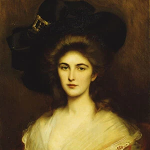 Portrait of an Elegant Lady in a Black Hat, (oil on canvas)