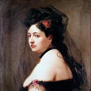 Portrait of Elisabetta Galletti Gianoli, Italian singer (Painting, 19th century)