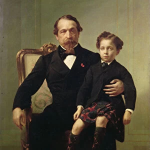 Portrait of the Emperor Louis-Napoleon Bonaparte (1808-73) and his son, Prince Napoleon