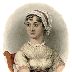 Portrait of the English writer Jane Austen (1775-1817) Engraving of 1870