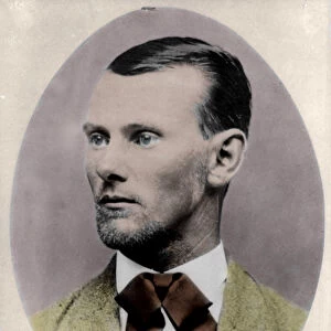 Portrait of the famous criminal Jesse James (1647-1882)