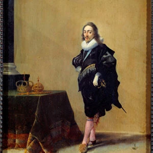 Portrait in foot of Charles I Stuart, King of England (1600-1649)
