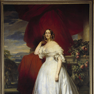 Portrait in foot of the sister of Marechal Berthier Painting by Franz Xaver Winterhalter
