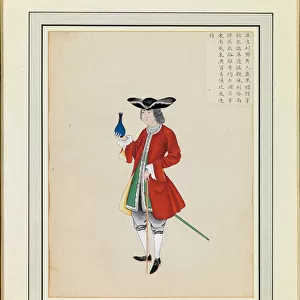 Portrait of a foreigner, c. 1765 (ink & w / c on paper) (pair to 492490)