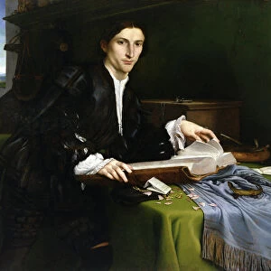 Portrait of a Gentleman in his Study, 1528-30 (oil on canvas) (post restoration)