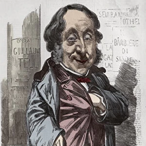 Portrait of Gioachino (Gioacchino) Rossini (1792-1868), Caricature by Etienne Carjat