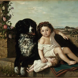 Portrait of a Girl with a Dog, 1879 (oil on canvas)