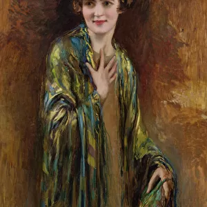 Portrait of a girl with a green shawl, c. 1920