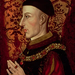 Portrait of Henry V (1387-1422) (oil on panel) (see 106922)