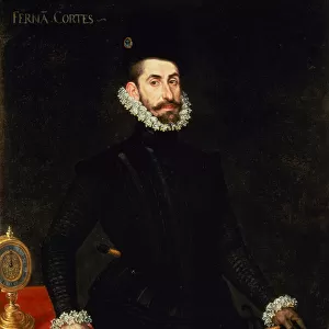 Portrait of Hernan Cortes (oil on canvas)