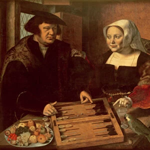 Portrait of a Husband and Wife Playing Tric-Trac