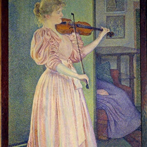 Portrait of Irma Sethe playing the violin, Ec. Bel. 1894 (oil on canvas)