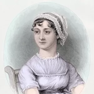 Portrait of Jane Austen, c. 1850 (hand-colored engraving)