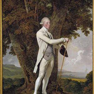 Portrait of John Milnes, 12th Duke of Saint Albans. The elegant British gentleman holding