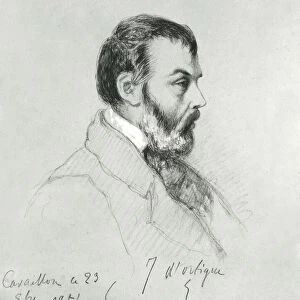 Portrait of Joseph d Ortigue (1802-66) 1854 (pencil on paper) (b / w photo)