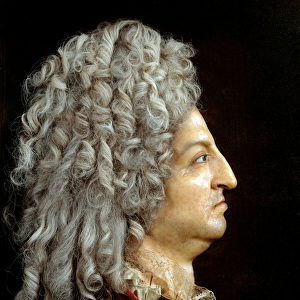 Portrait of King Louis XIV (1638-1715). Wax and textile by Antoine Benoist dit du Cercle